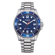 Vagary Aqua39 Solotempo VD5-317-71 - cassa e bracciale acciaio - quadrante e ghiera blu - datario